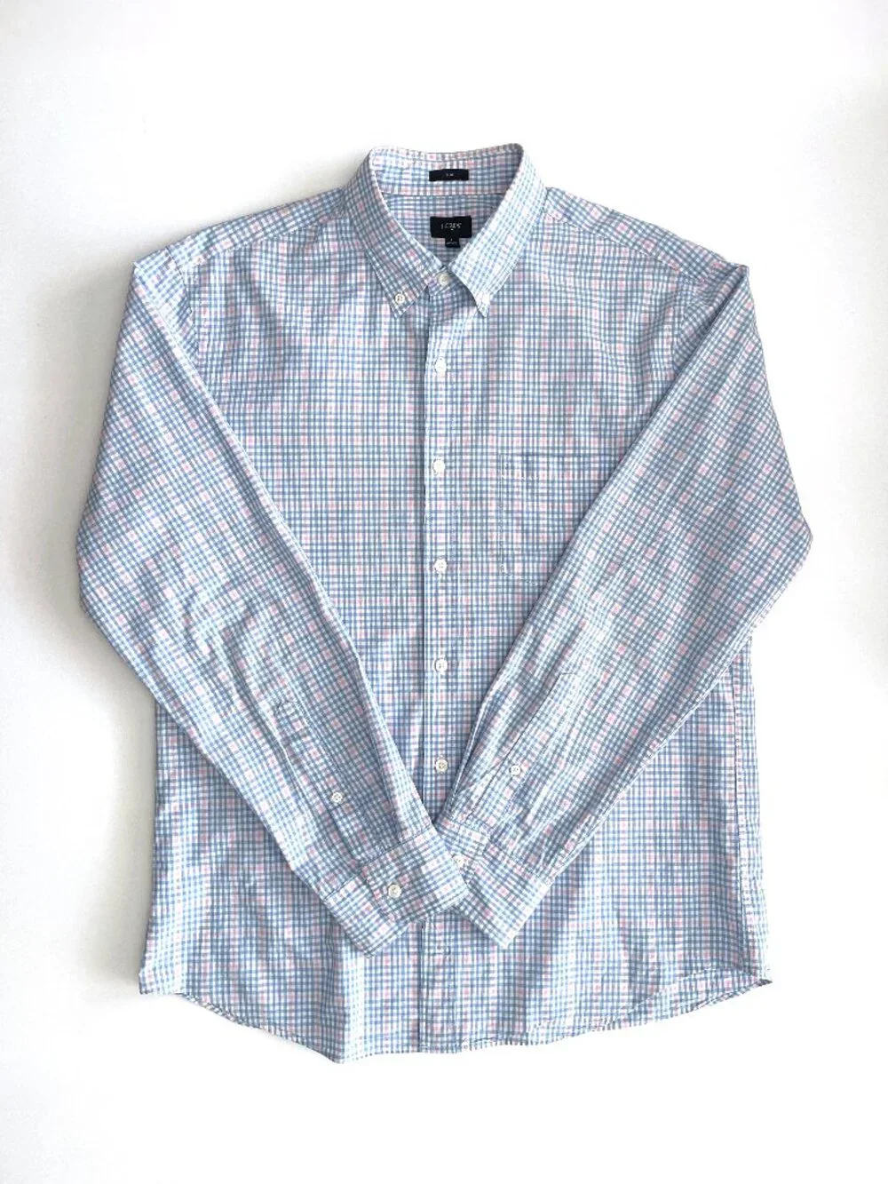 J.Crew Slim Fit Button Down Shirt Blue Pink Check Large